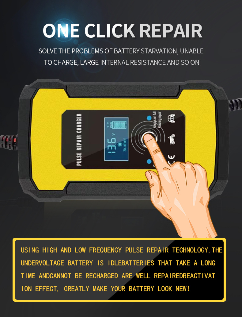 12V6A(2-100AH) Car Battery Charger, Smart Fully Automatic Battery Charger Battery Maint(图3)